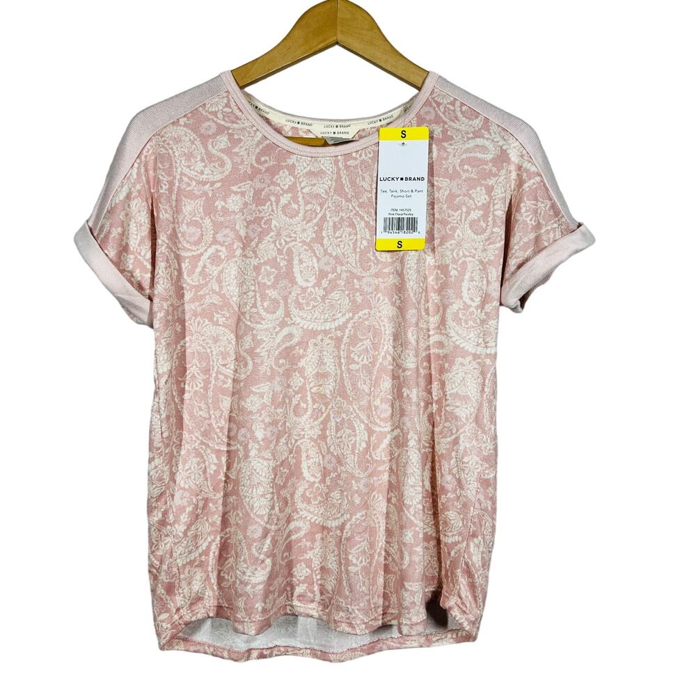 NEW! Lucky Brand Scoop Neck Pajama Tee Paisley Print Top Casual Knit - S